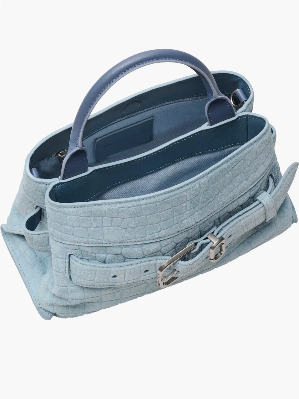 Marc Jacobs Small Dakota Croc-Embossed Suede Satchel